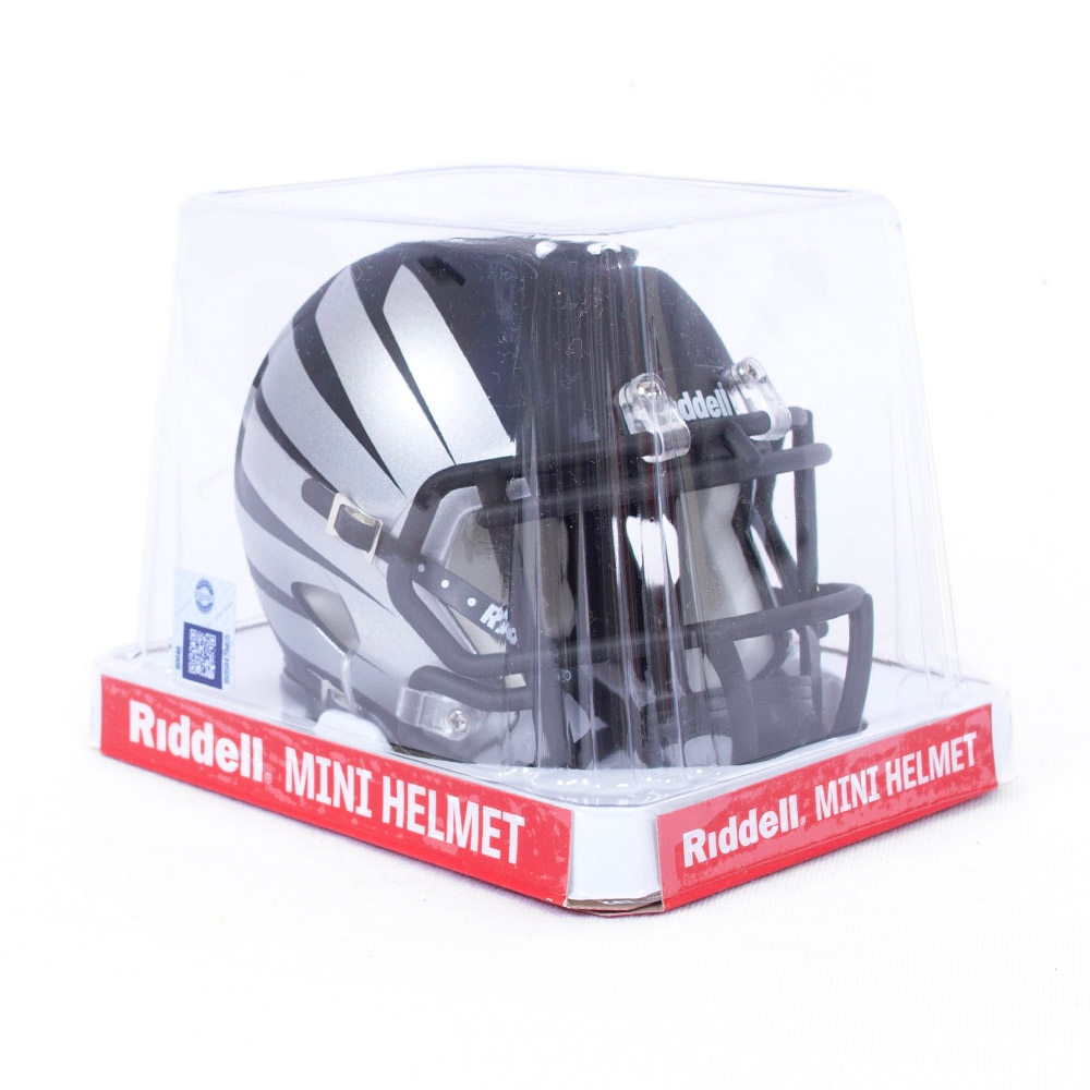 Classic Oregon O, Black, Collectibles, Gifts, Football, Riddel, Wing Speed, Mini Helmet, Silver Wings, 922339